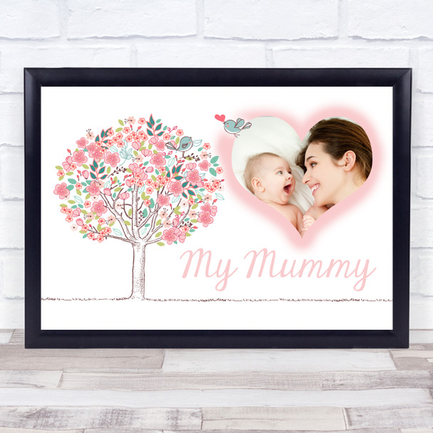 Floral Love Bird Tree & Heart Photo Mother's Day Personalized Gift Art Print