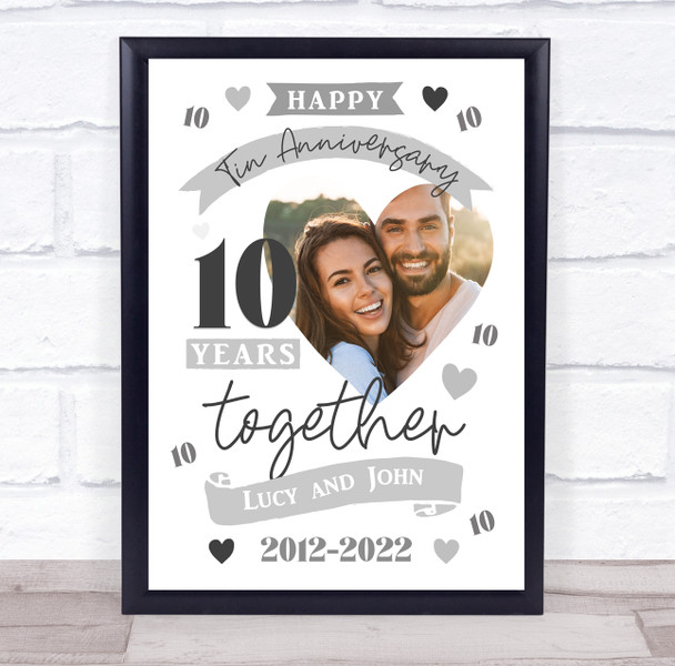 10 Years Together 10th Wedding Anniversary Tin Photo Personalized Gift Art Print