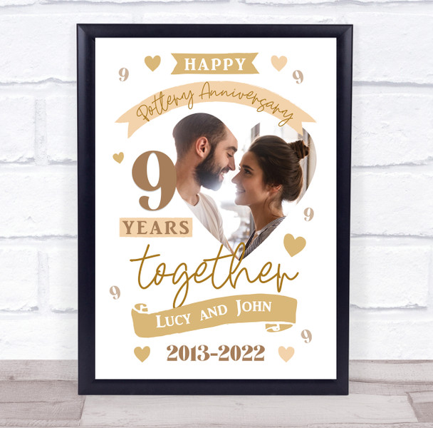 9 Years Together 9th Wedding Anniversary Pottery Photo Personalized Gift Print
