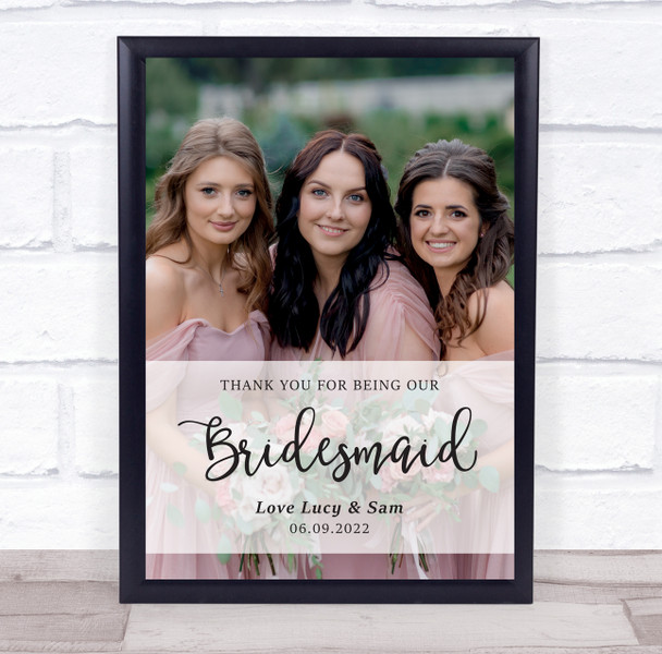 Bridesmaid Thank You Photo Minimal Details Personalized Gift Art Print