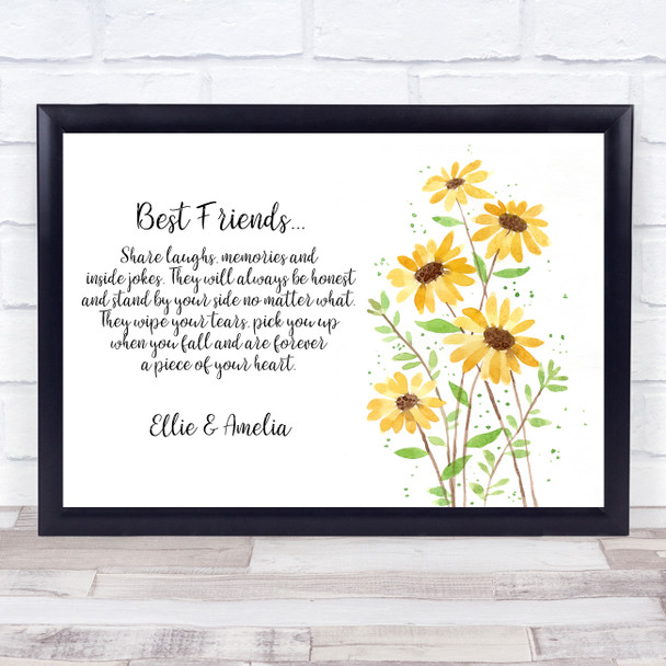 Best Friend Poem Any Names Yellow Sunflowers Personalized Gift Print