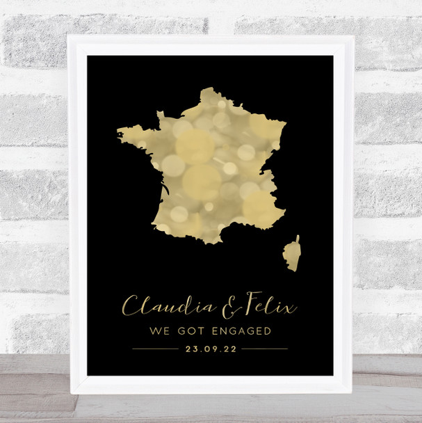 France Special Country Date & Occasion Black & Gold Personalized Gift Print