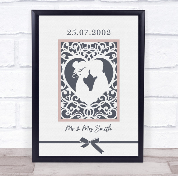 Ornament Heart With Couple Anniversary Wedding Date Personalized Gift Print