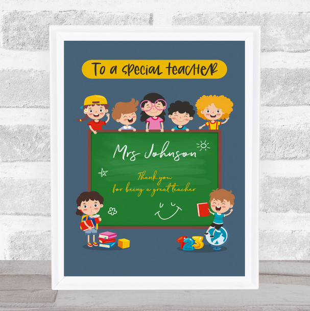 Pupils Blackboard Great Teacher School Thank You Personalized Gift Print