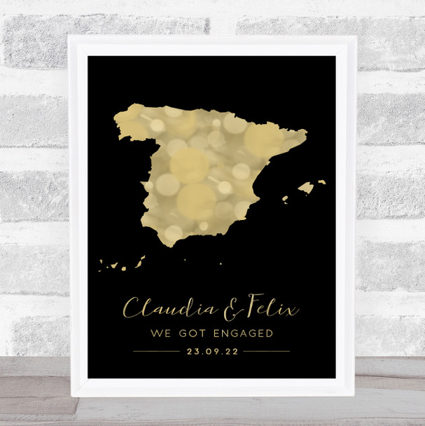 Spain Special Country Date & Occasion Black & Gold Personalized Gift Print