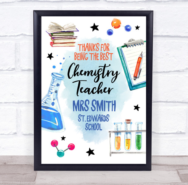 Thanks For Being The Best Chemistry Teacher Science Personalized Gift Print