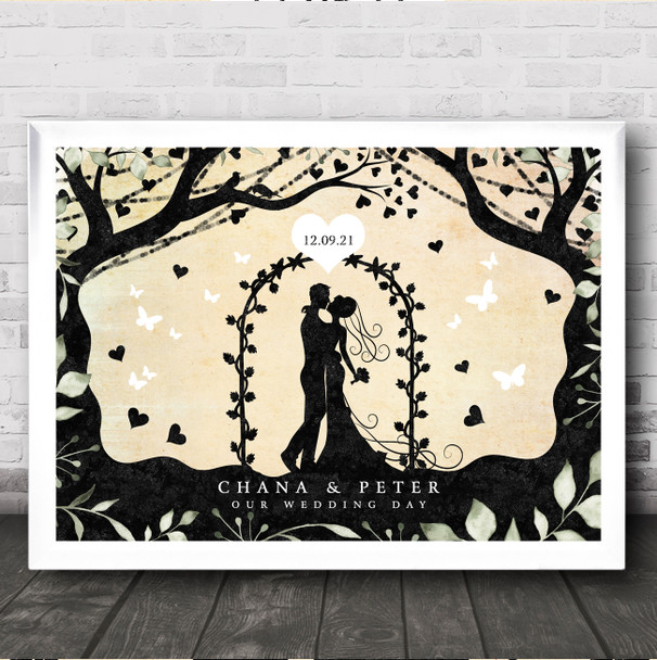 Wedding Love Tree Special Date Vintage Foliage Personalized Gift Print