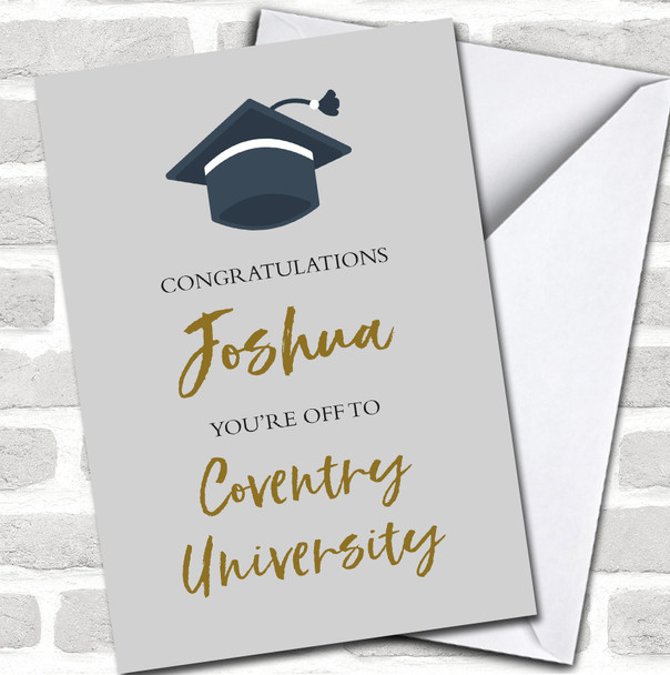 Congratulations You're Off To University Hat Uni Name Personalized Card