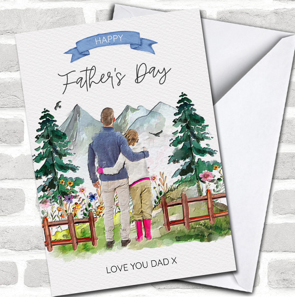 Happy Father's Day From Your Daughter Hug Nature Love You Dad Personalized Card