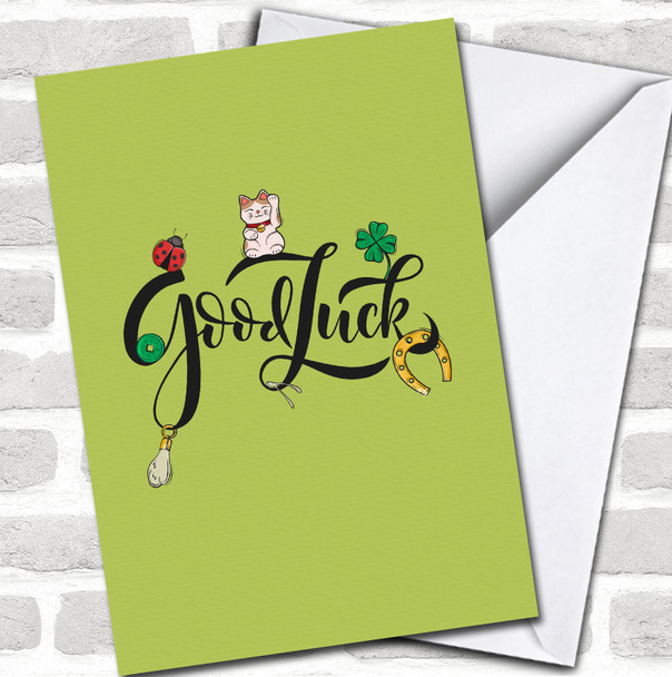 Good Luck Lucky Charms Green Any Occasion Horseshoe Personalized Card