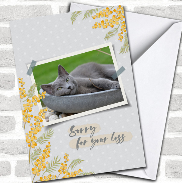 Yellow Flowers With Photo Frame Sympathy Sorry For Your Loss Personalized Card