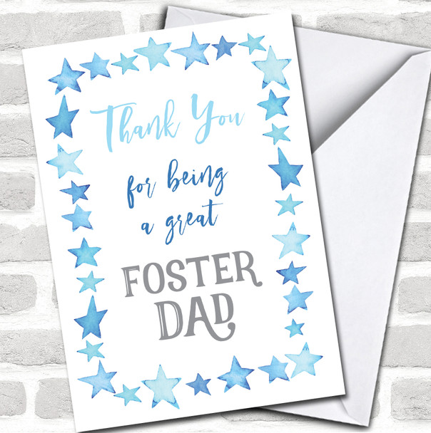 Thank You For Being Great Foster Dad Blue Stars Foster Parent Personalized Card