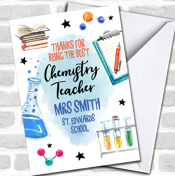 Thanks The Best Chemistry Teacher Science Illustration Personalized Card