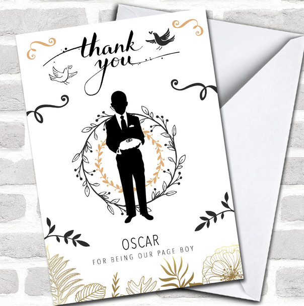 Thank You For Being Our Page Boy Gold Black Vintage Personalized Card