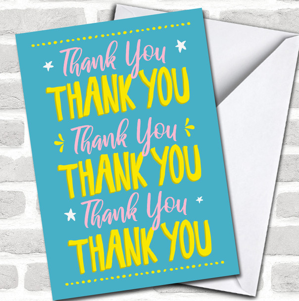 Thank You Yellow Pink Text Any Occasion Personalized Card