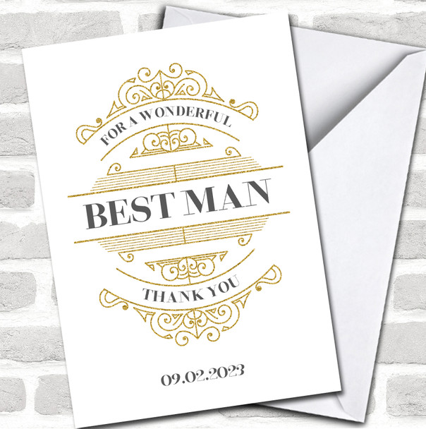 Gold Wonderful Best Man Silver Typographic Lines Date Wedding Personalized Card