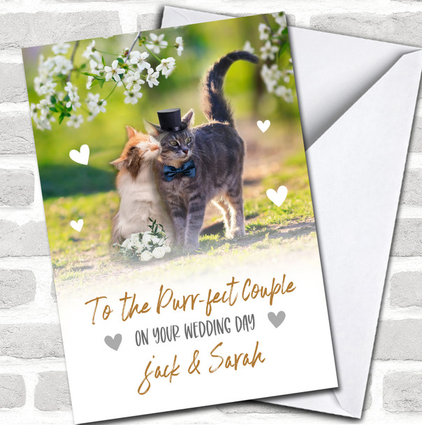 To The Most Perfect Couple Cute Wedding Day Cat Married Love Personalized Card