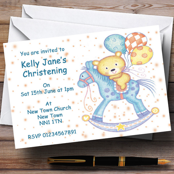 Rocking Horse Surprise Christening Personalized Party Invitations