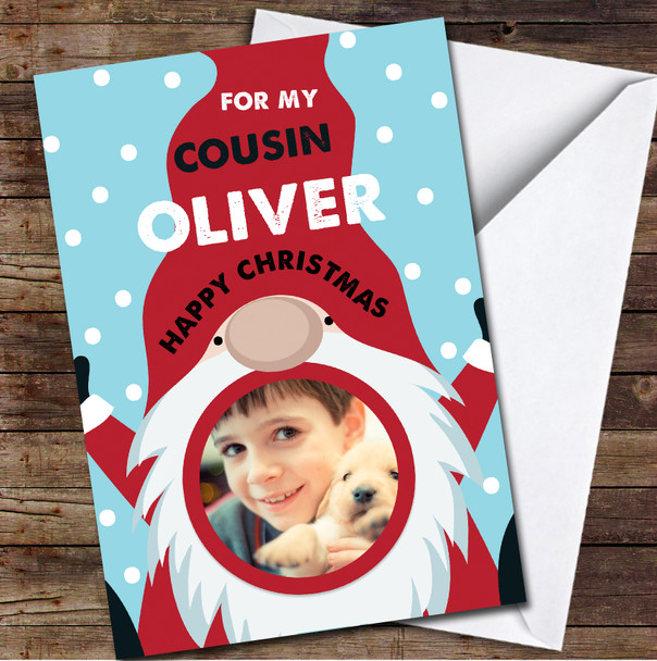 Cousin Male Gonk Gnome Photo Any Text Personalized Christmas Card Cousin Male Gonk Gnome Photo Any Text Personalized Christmas Card