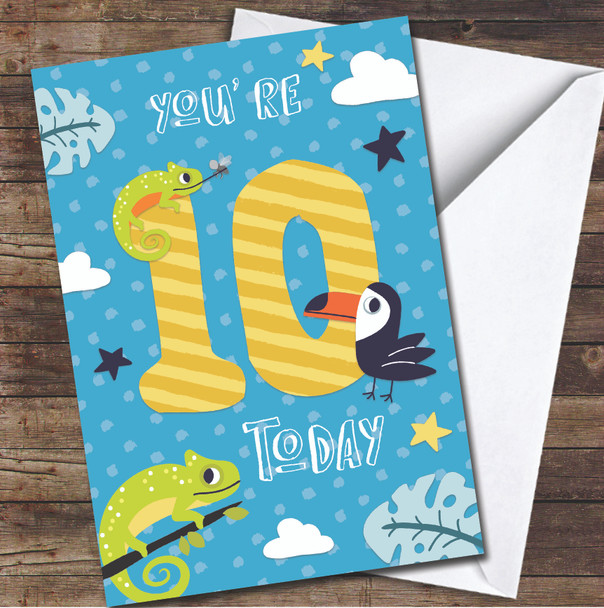 10th You're 10 Today Boy Jungle 10th Any Age Personalized Birthday Card