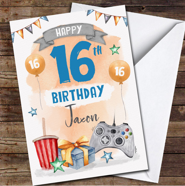 16th Boy Male Gaming Xbox Online Gift Any Age Personalized Birthday Card