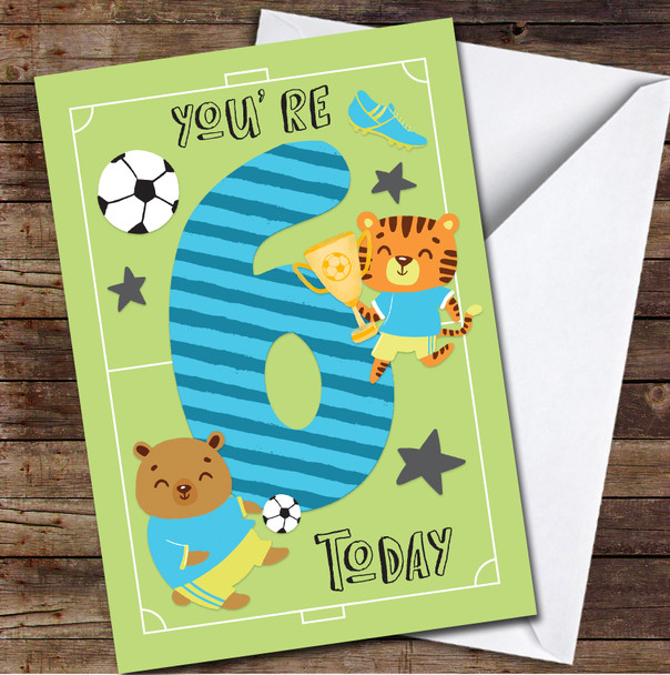 6th You're 6 Today Boy Football 6th Any Age Personalized Birthday Card