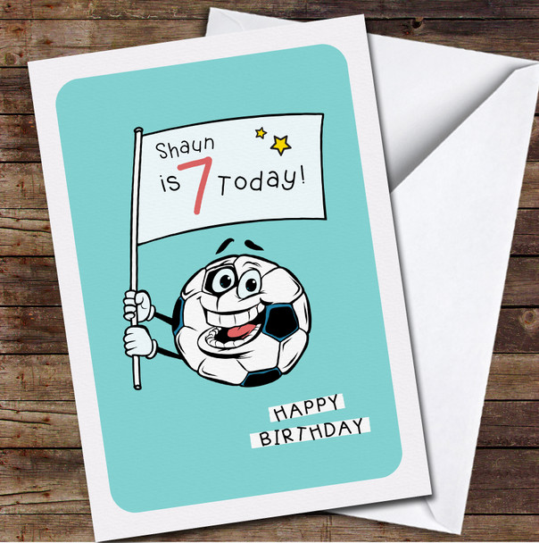 7th Boy Funny Football Character Any Age Personalized Birthday Card