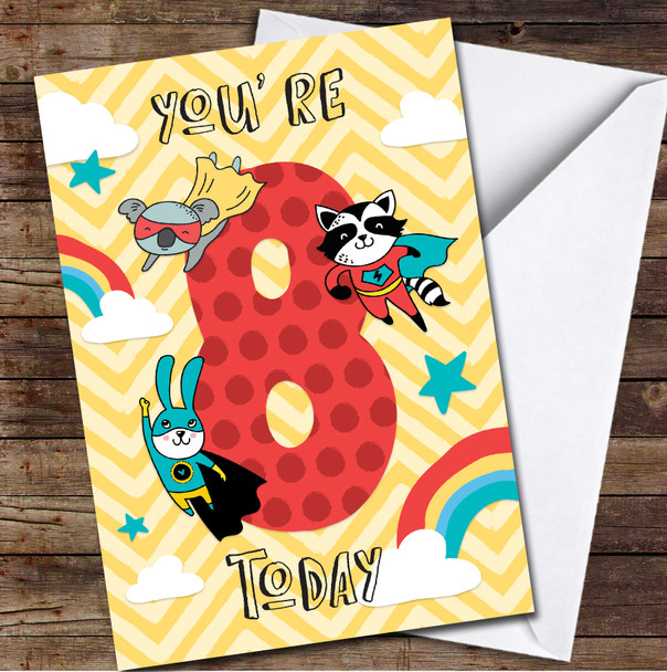 8th You're 8 Today Boy Superhero 8th Any Age Personalized Birthday Card