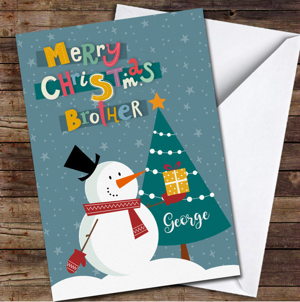 Brother Snowman Any Text Personalized Christmas Card