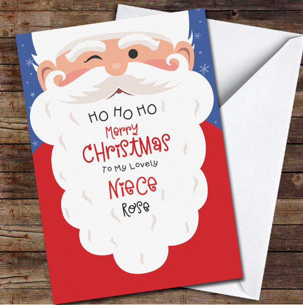 Niece Santa Beard Any Text Personalized Christmas Card