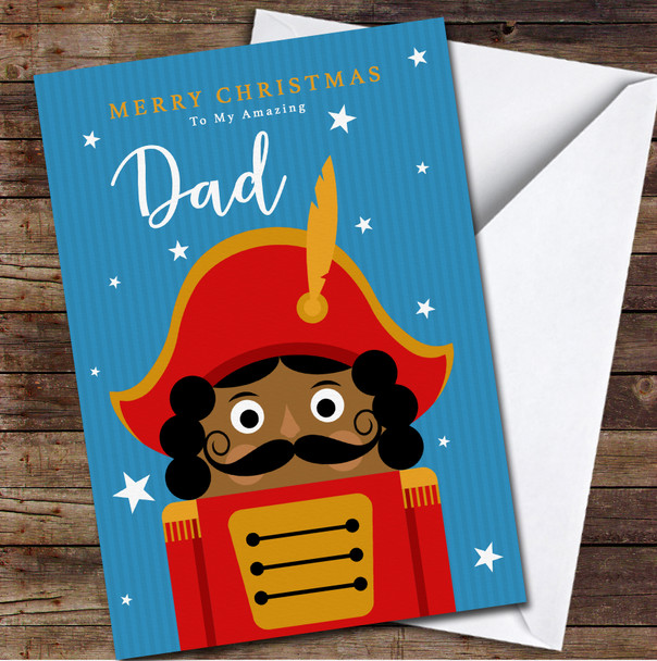 Dad Dark Skin Nutcracker Any Text Personalized Christmas Card