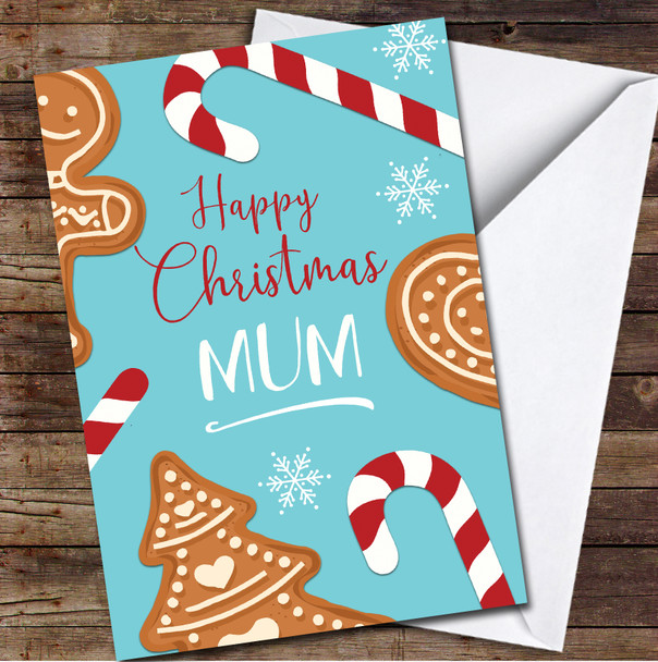 Mum Happy Gingerbread Man Candy Food Cute Any Text Personalized Christmas Card