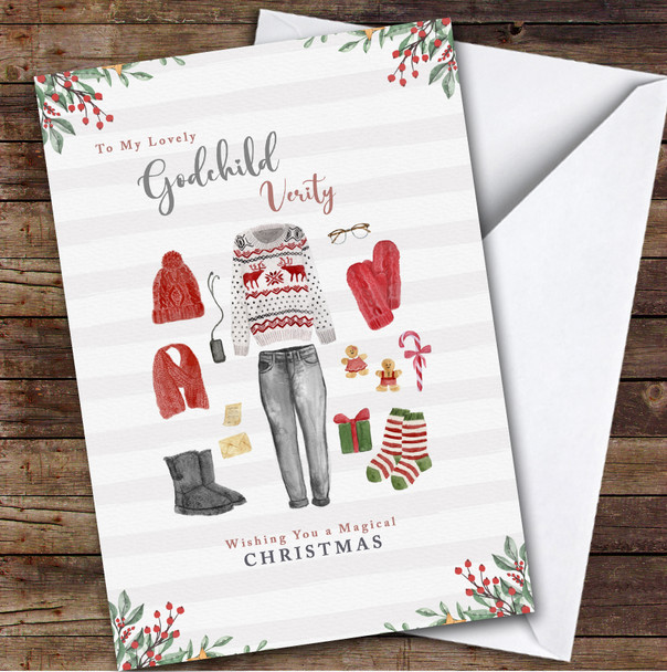 Lovely Godchild Christmas Women Outfits Magical Personalized Christmas Card