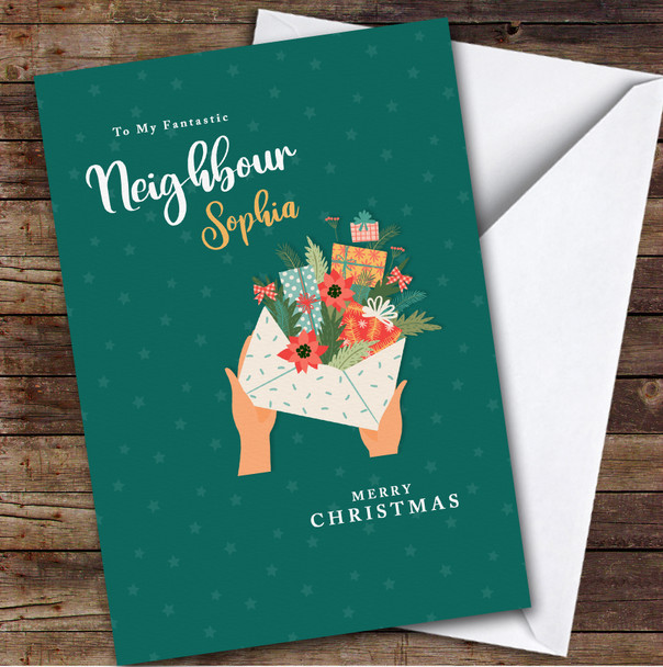 Fantastic Neighbour Envelope Flowers Presents Personalized Christmas Card