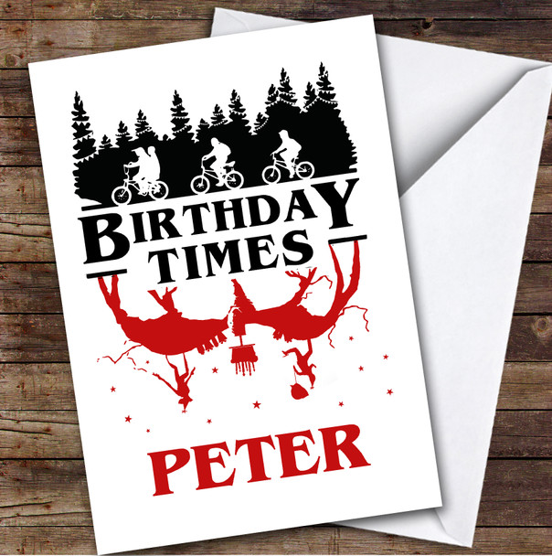 Stanger Things Upside Down Personalized Kids Children's Birthday Card