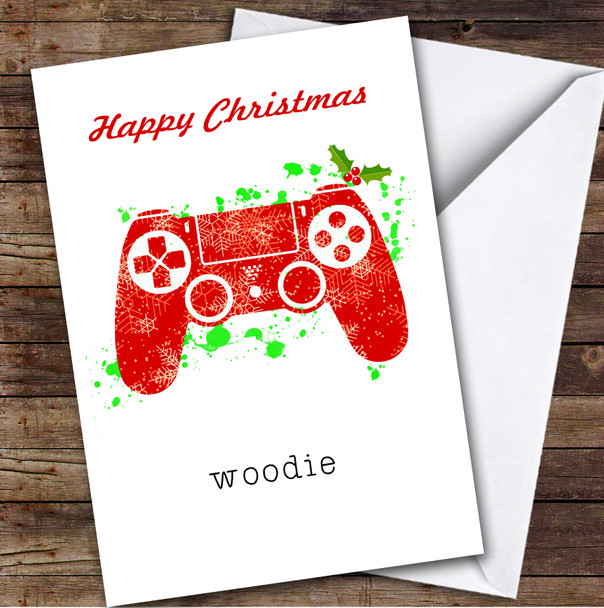 Gamer PlayStation Controller Gaming Personalized Kids Children's Christmas Card