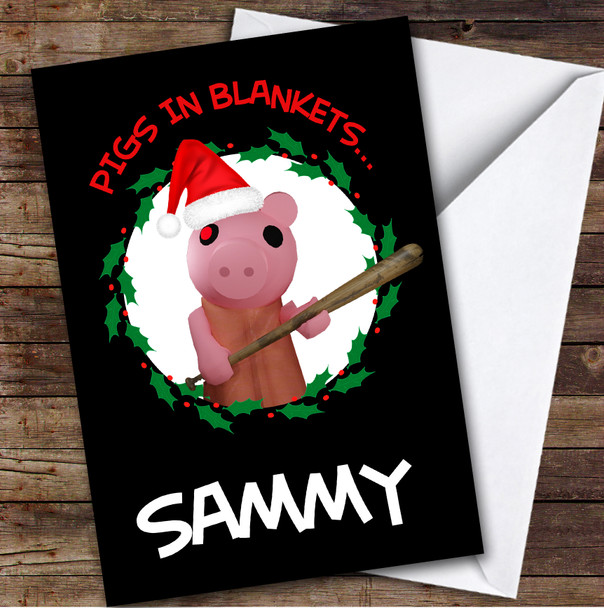 Roblox Piggies In Bacon Personalized Kids Children's Christmas Card
