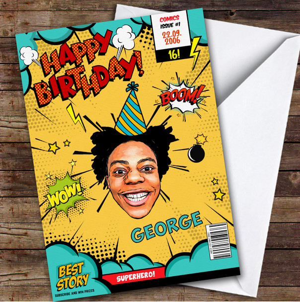 I Show Speed Youtuber Comic Style Personalized Kids Children's Birthday Card