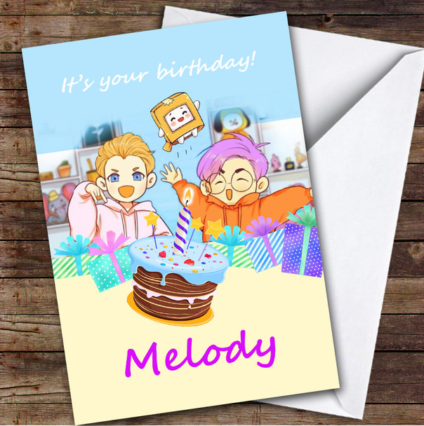 Its Your Birthday Lankybox Personalized Kids Children's Birthday Card