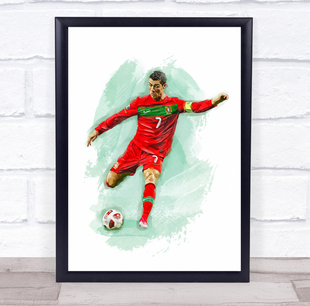 Footballer Cristiano Ronaldo Portugal Football Player Watercolor Wall Art Print