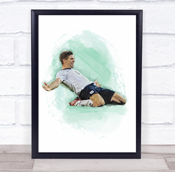 Footballer Steven Gerrard Football Player Watercolor Wall Art Print