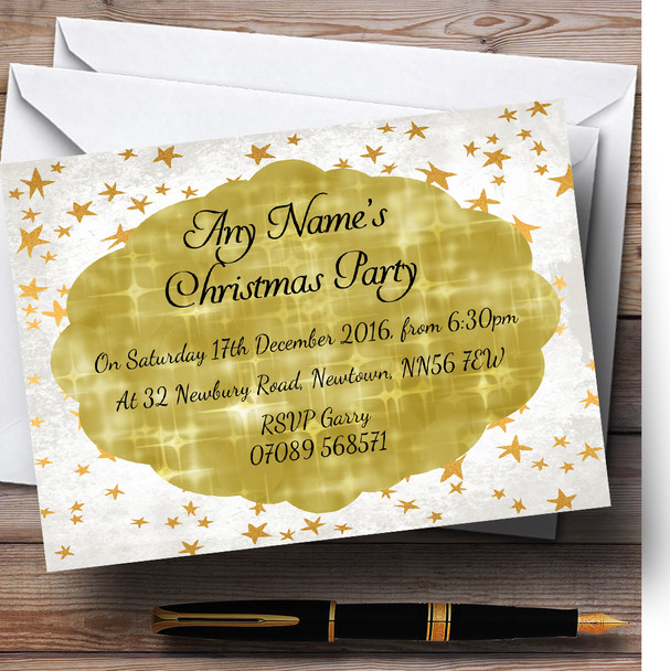 Golden Twinkle Personalized Christmas Party Invitations