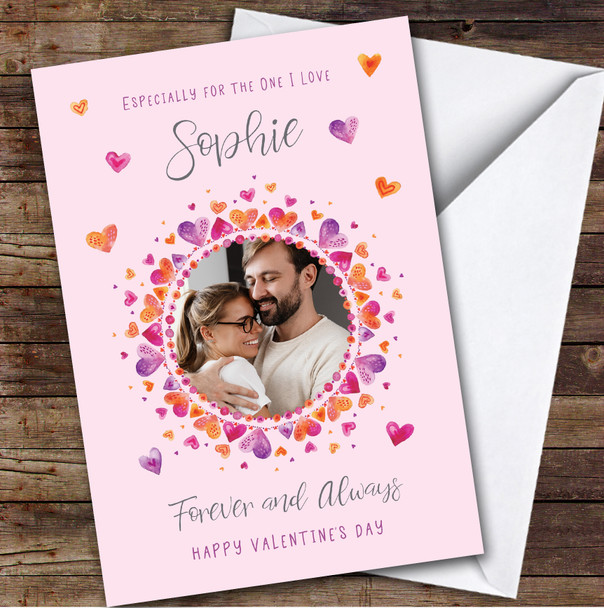 Heart Frame Painted Pink Photo Romantic Personalized Valentine's Day Card