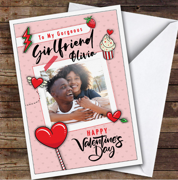 Funny Stickers Girlfriend Photo Romantic Personalized Valentine's Day Card