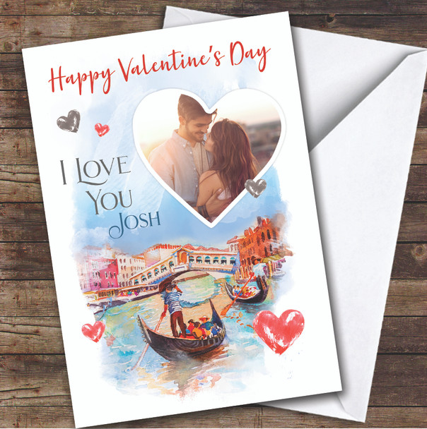 Venice Painted Heat Photo Romantic Personalized Valentine's Day Card