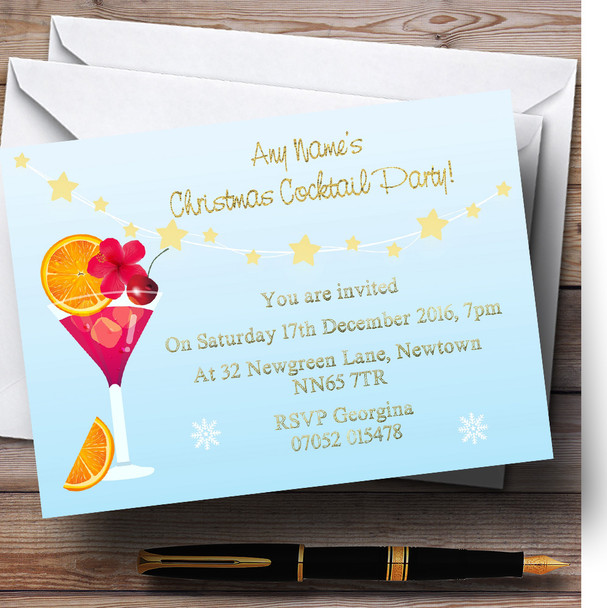 Xmas Cocktails Personalized Christmas Party Invitations