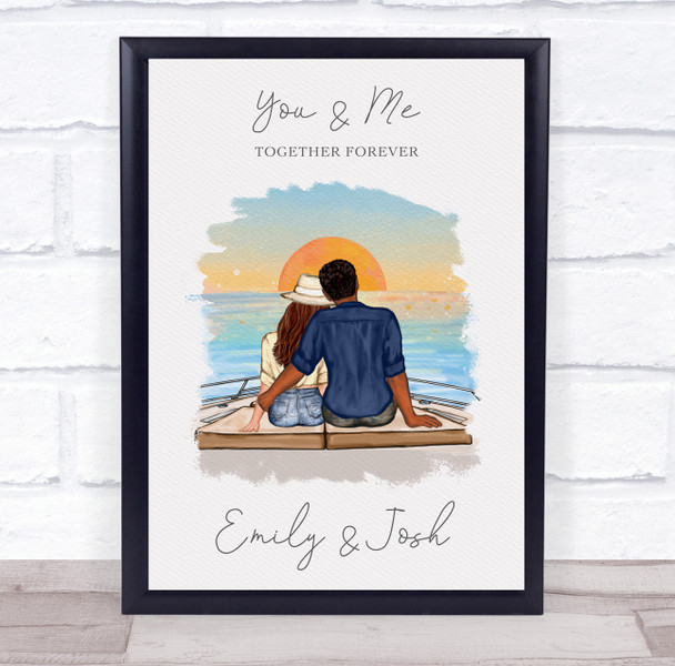 You & Me Boat Sea Romantic Gift For Him or Her Personalized Couple Print