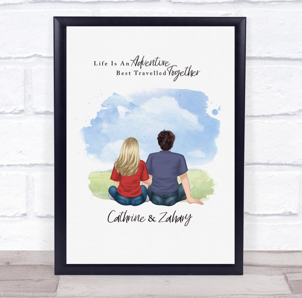 Watercolor Summer Romantic Gift For Him or Her Personalized Couple Print