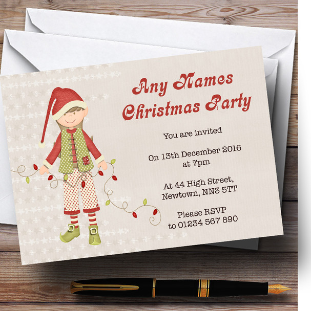 Crafty Elf Personalized Christmas Party Invitations