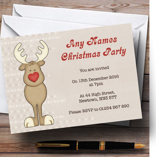 Crafty Rudolph Personalized Christmas Party Invitations
